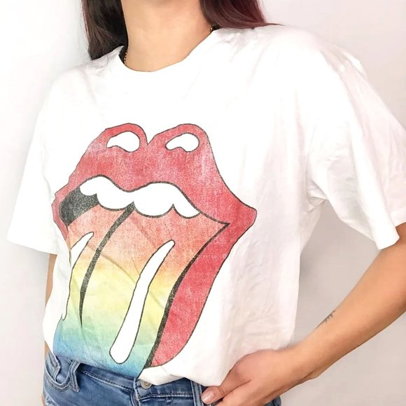 The Rolling Stones Logo Tongue rock Official H&M T-shirt M runs big NWT - Picture 2 of 6